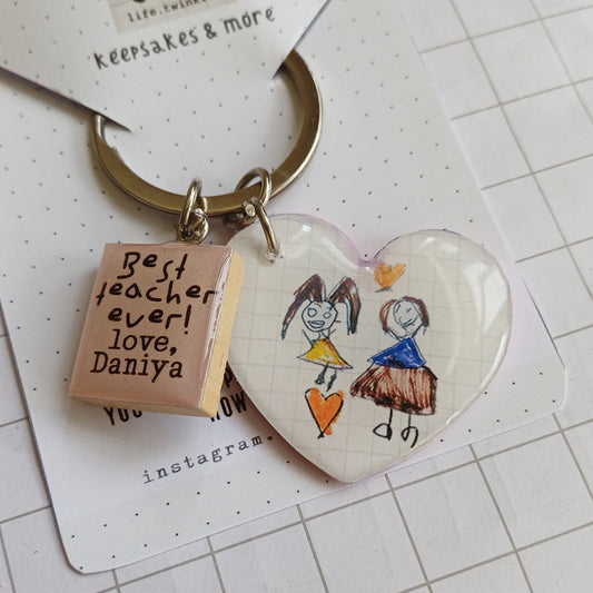Acrylic heart + mini wooden charm