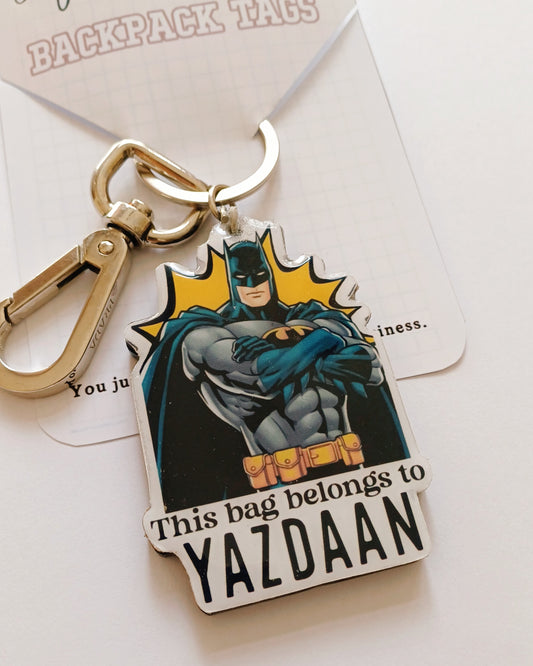 Batman backpack tag