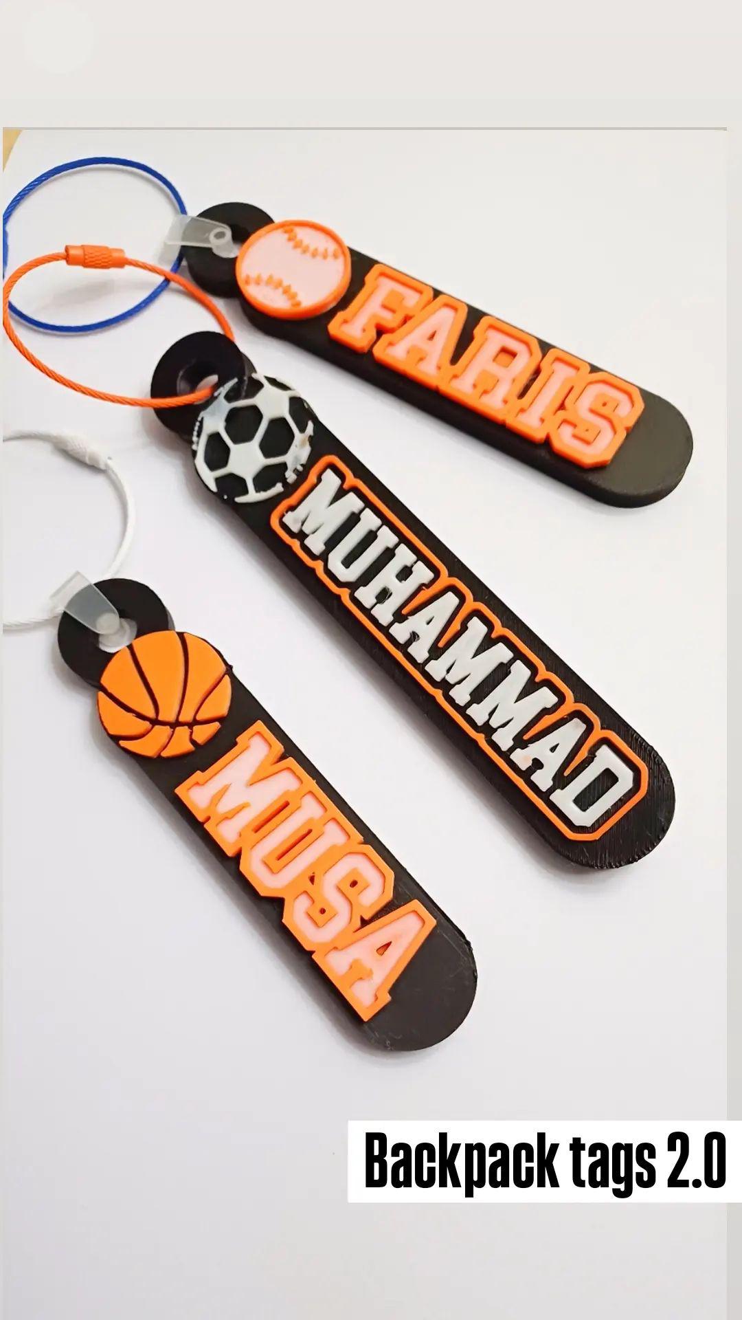 Sports backpack tag
