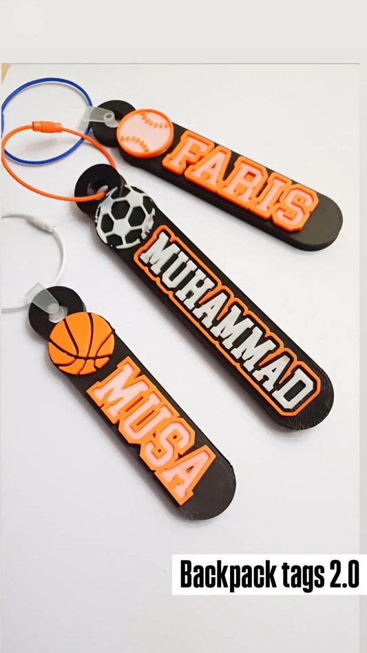 Sports backpack tag
