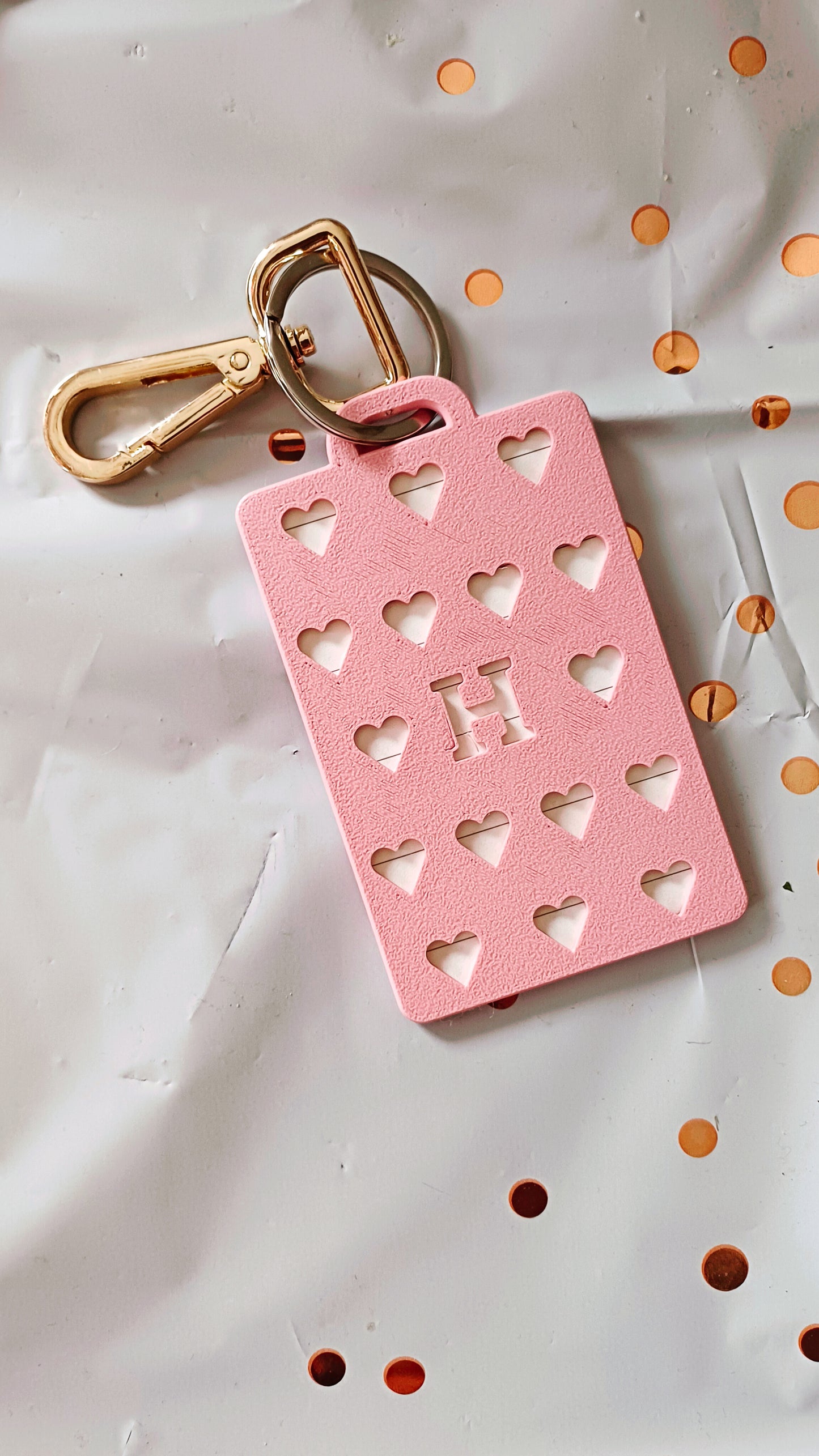 Hearts + Initial ID card holder